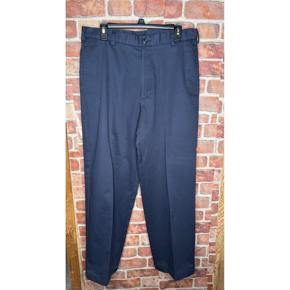 IZOD Chinos Mens Navy Blue Flat Front Straight Leg Twill Pants 36x30 Casual
